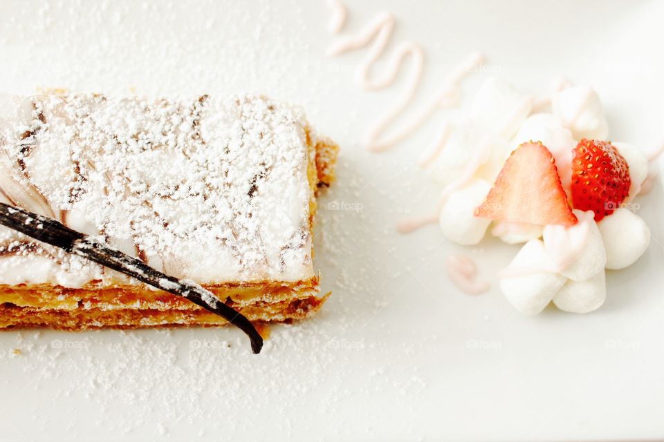 High angle view of mille feuille