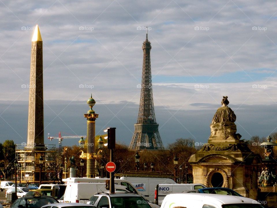 Place de la concord, Eiffel Tower Paris France 
