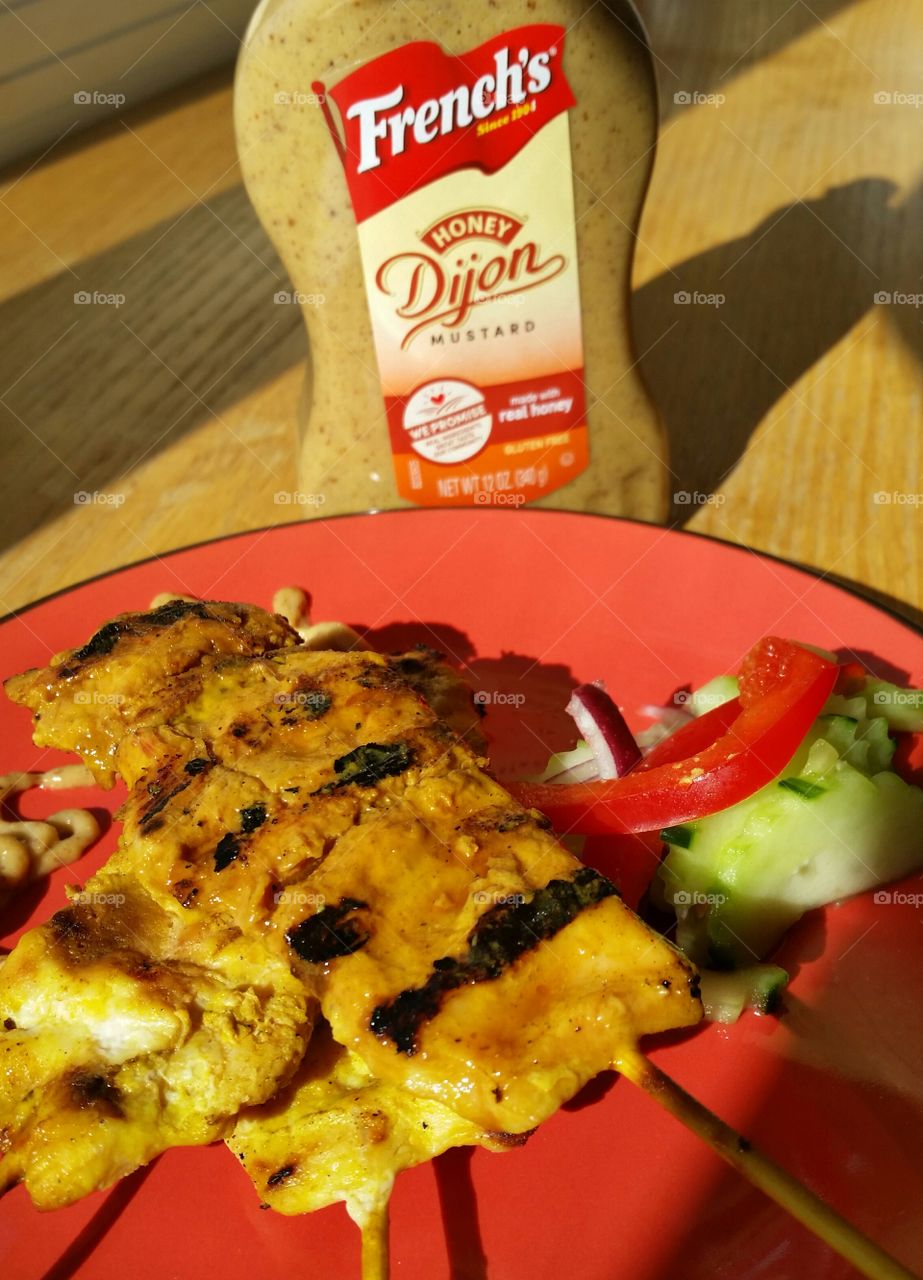 French's honey dijon with chicken skewers