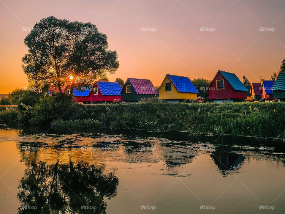 sunset by the river