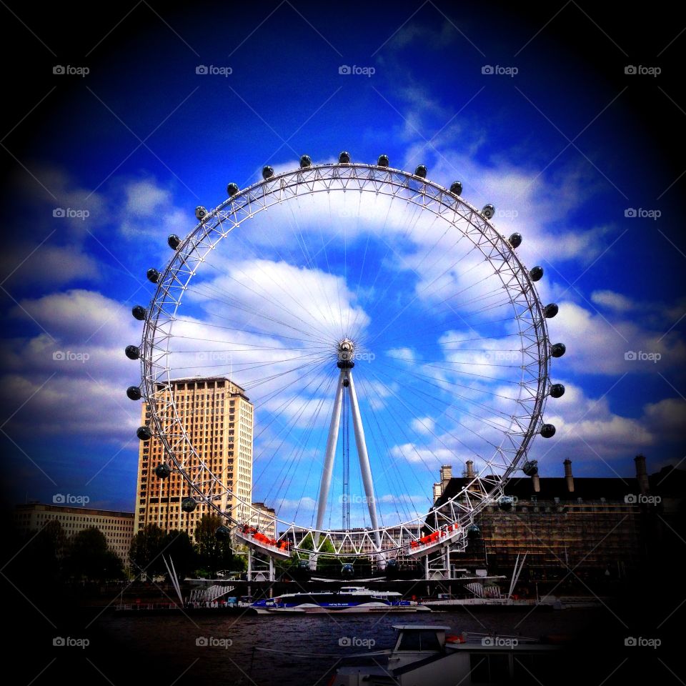 The Wheel. The London Eye taken from Victoria Embankment. 