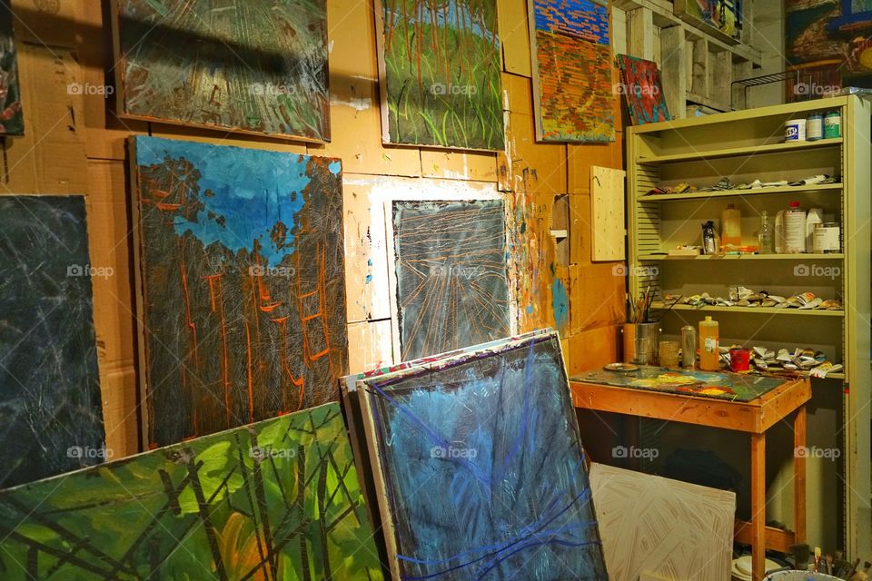 Artist’s Studio Filled With Art Supplies