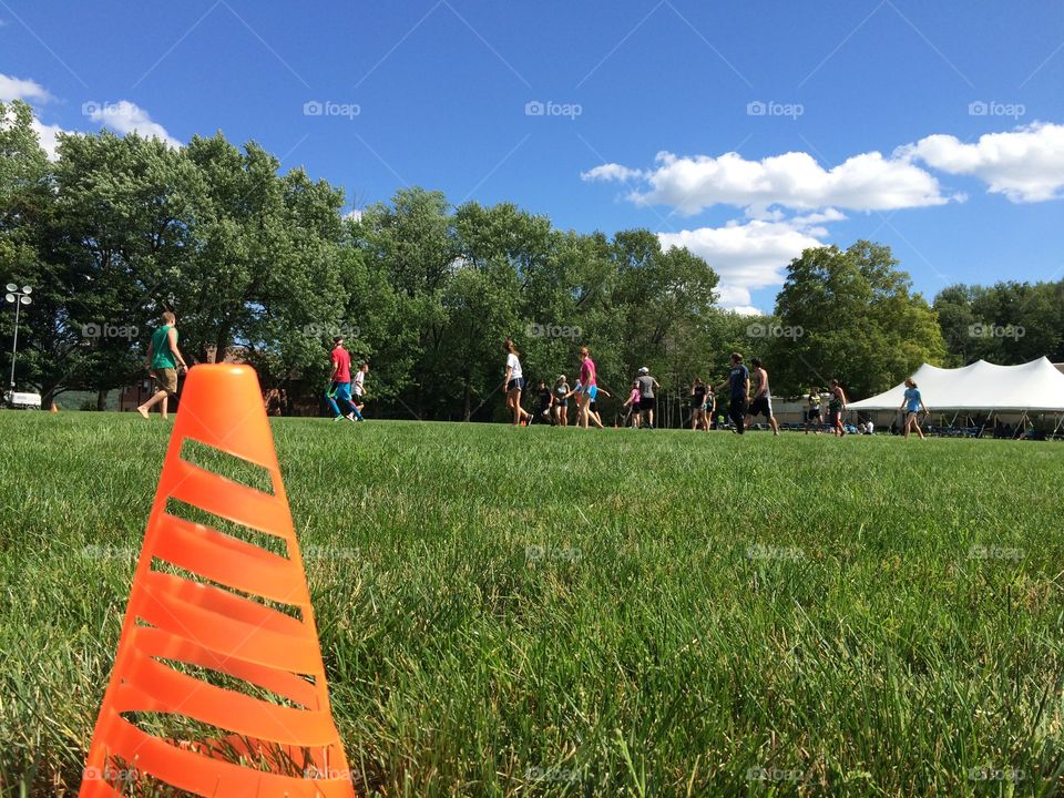 Ultimate Frisbee. This was a game of campers playing on a hot summer afternoon.