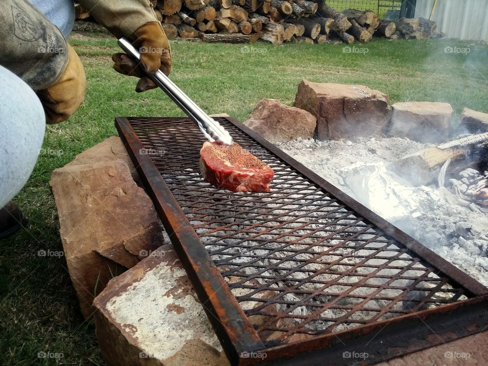 Ribeye Steak on barbecue