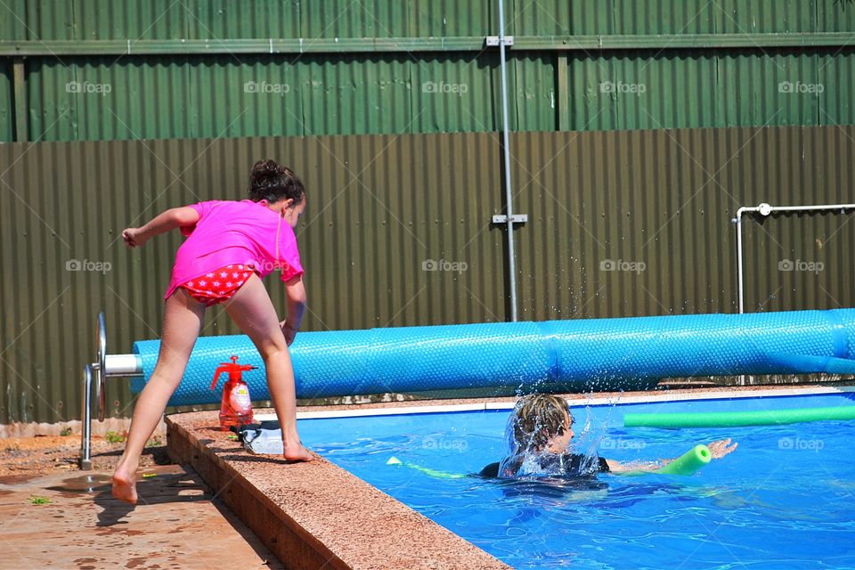 Swimming pool fun. Swimming pool summer fun