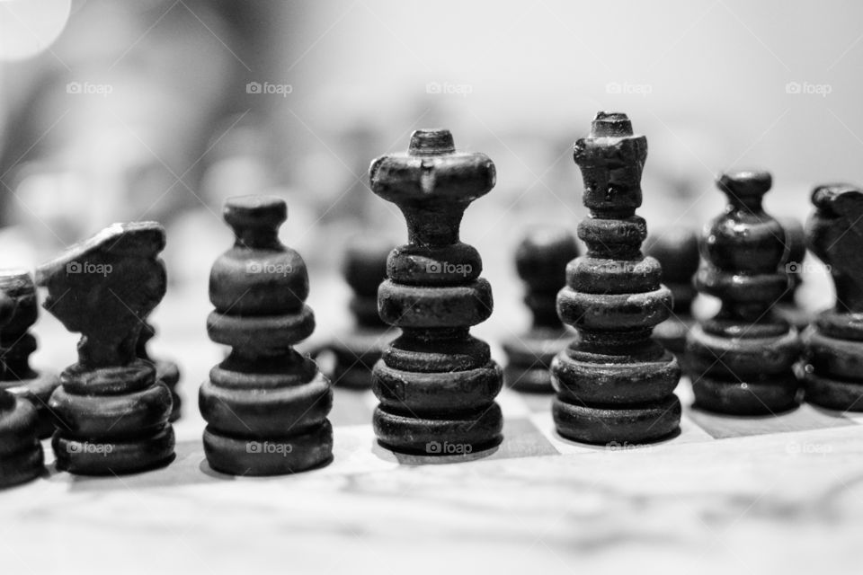 Chess Pieces in Black and White 