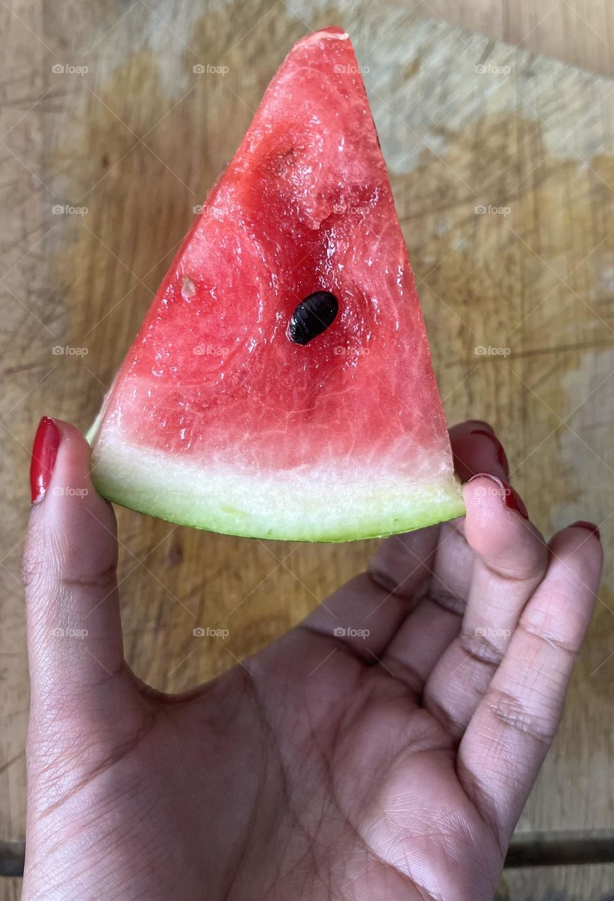 Geometry triangle in a slice of watermelon 