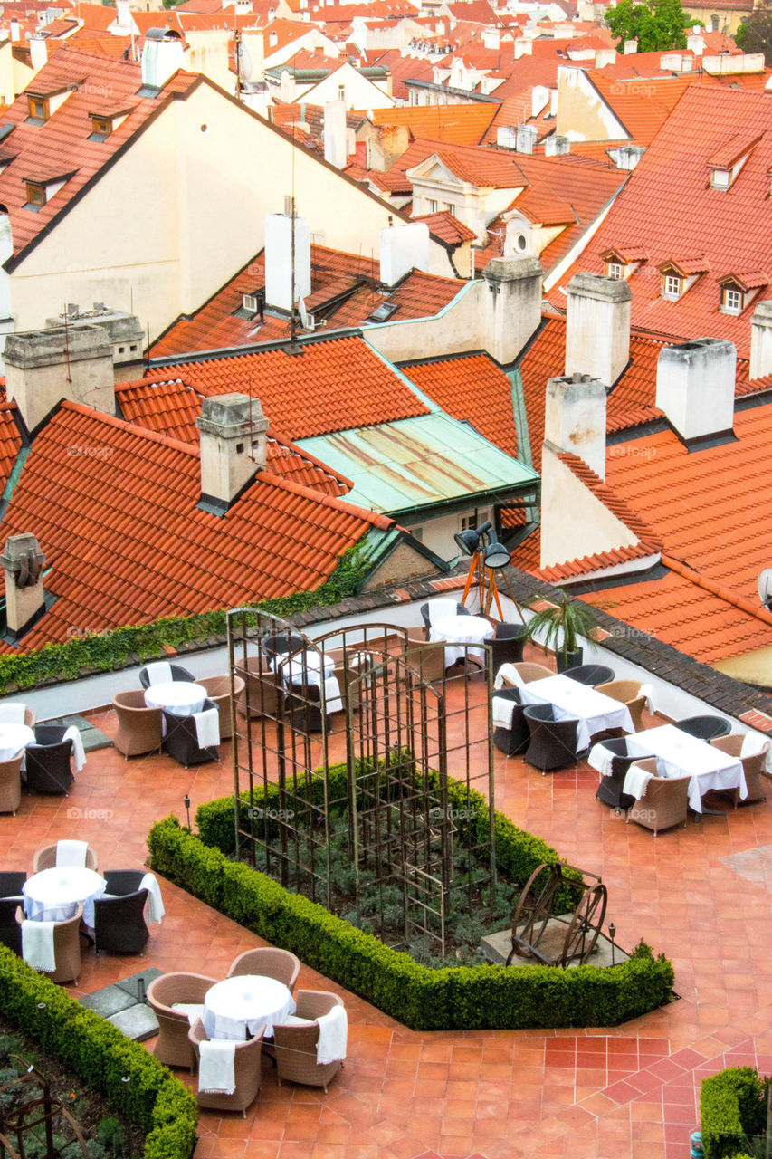 Rooftop restaurant in prague