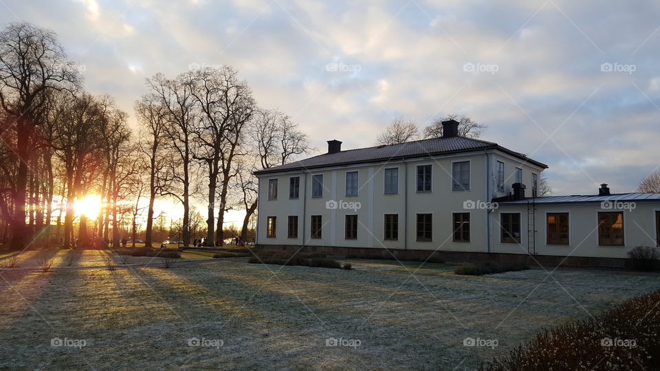 Building in the sunset