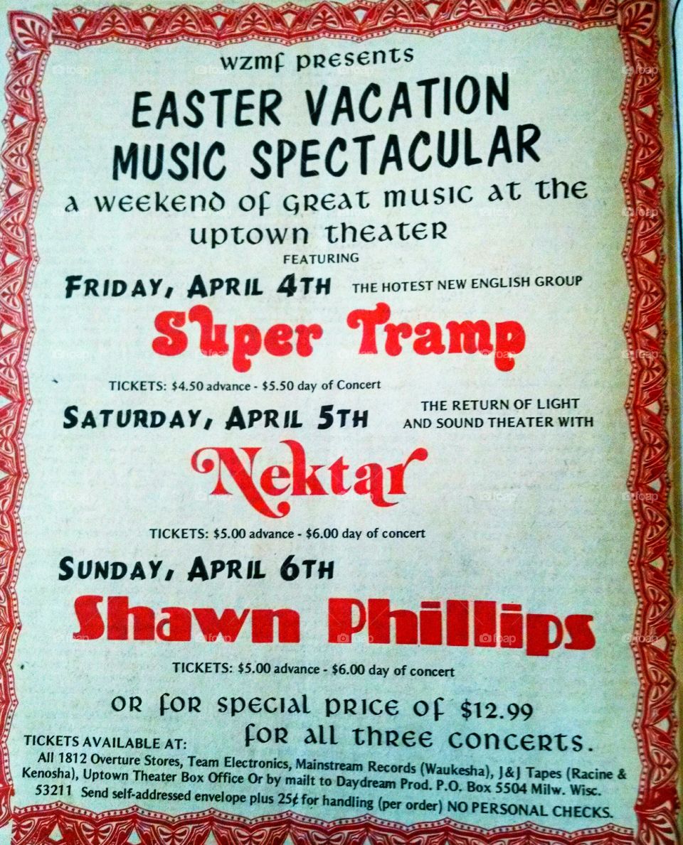 Super Tramp Music Concert Advertisement Milwaukee WI