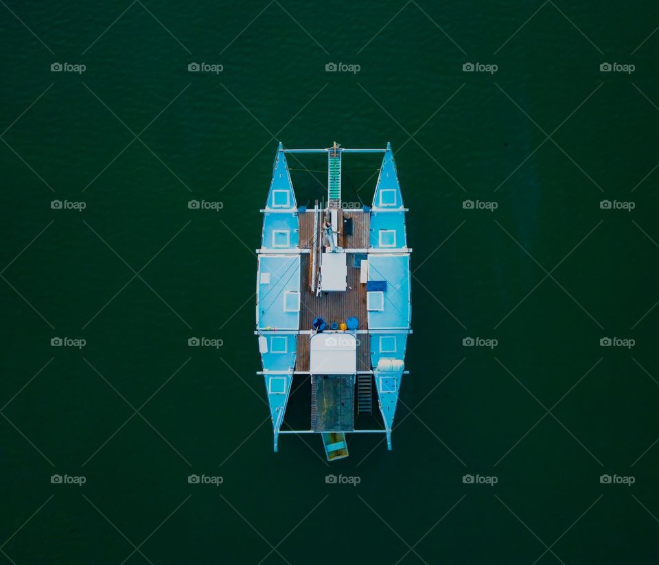 Aerial shot sailing boat