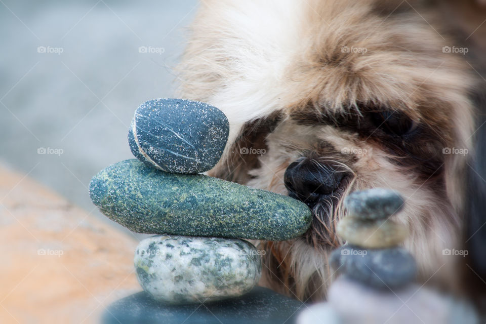 Close-up of stack of rocks