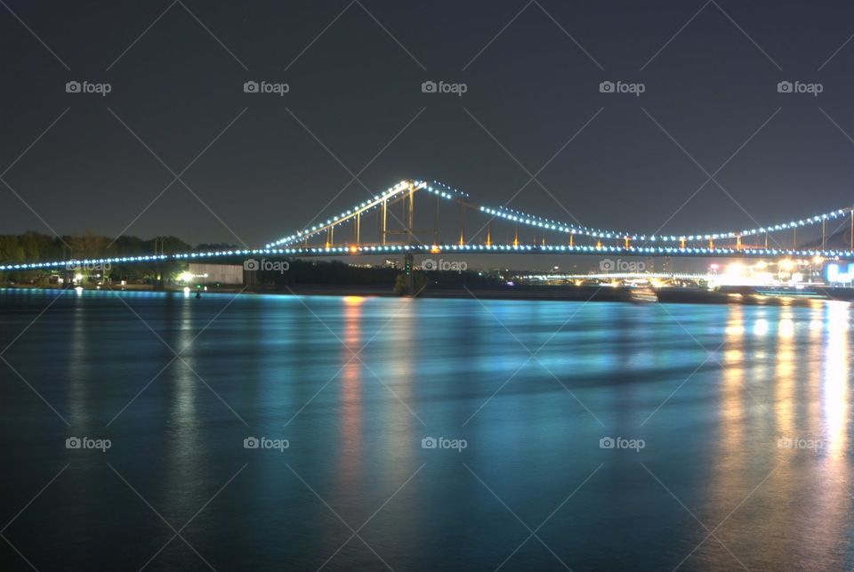 Kiev at night. View in a bridge 