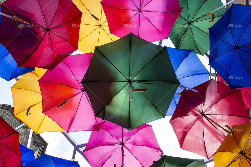 Colorful umbrella's ceiling