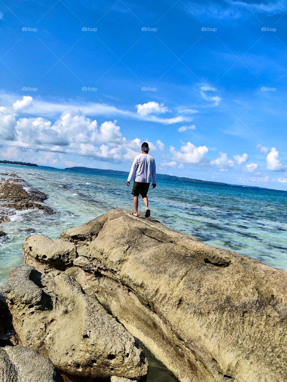 Morning walk on a lonely beach