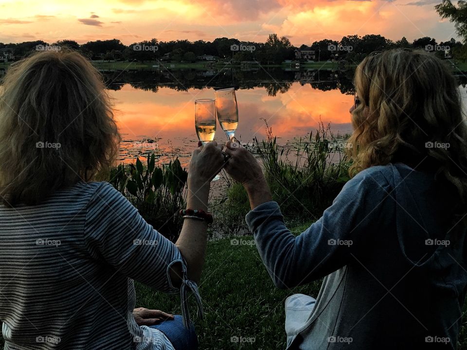 Ladies celebration sunset