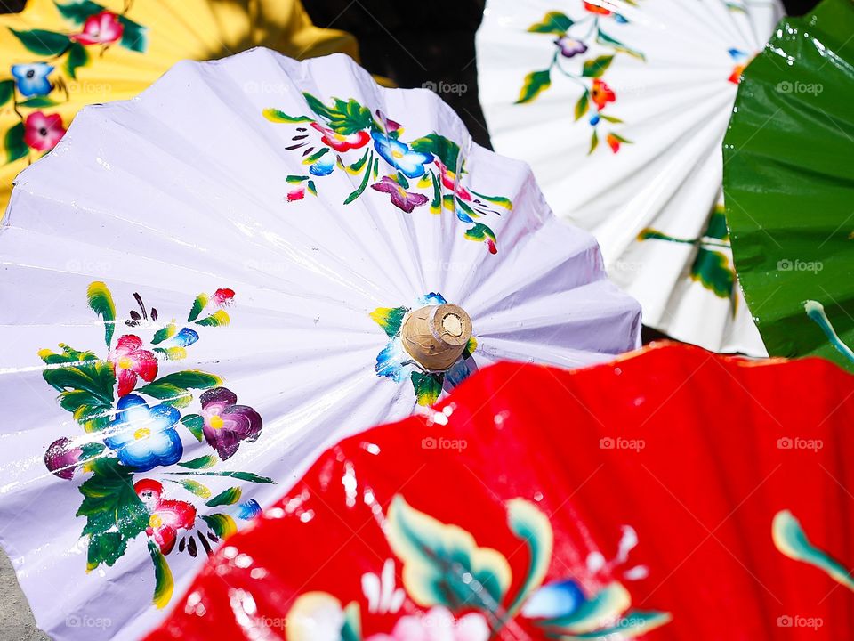 Traditional paper umbrellas for traditional dance 