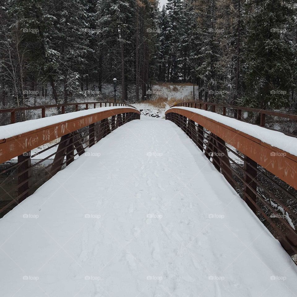 snow covered bridge