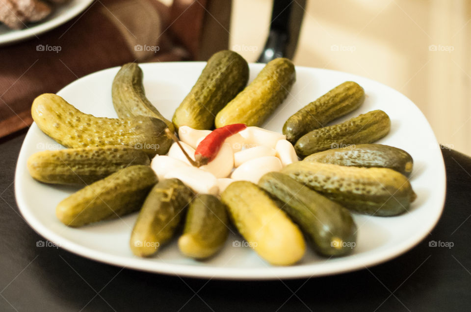 Salt cucumbers is a local Slavic dish 