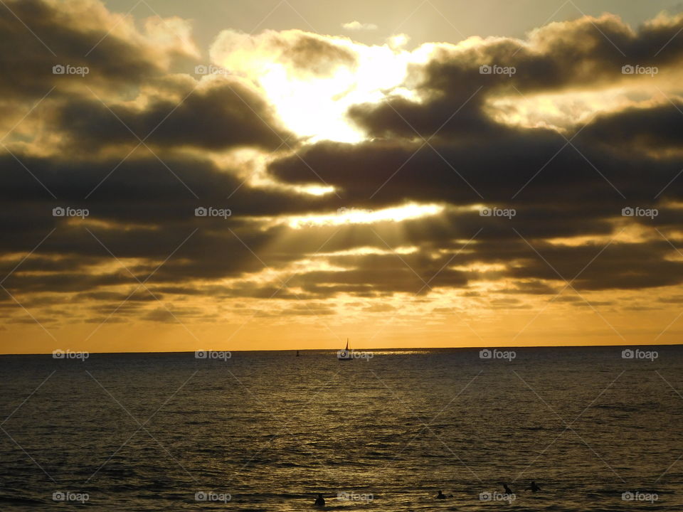 Sun setting in the Summertime. Oceanside Beach, California