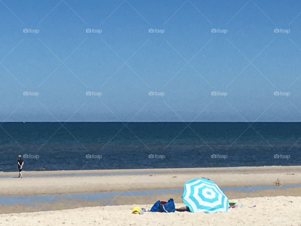 Beach umbrella on south Australian beach, Adelaide 