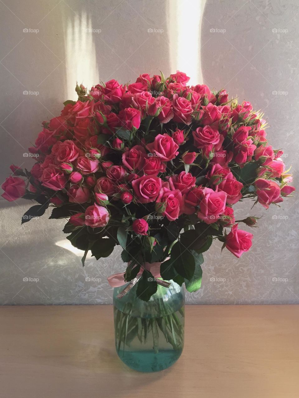 Flowers in glass jar