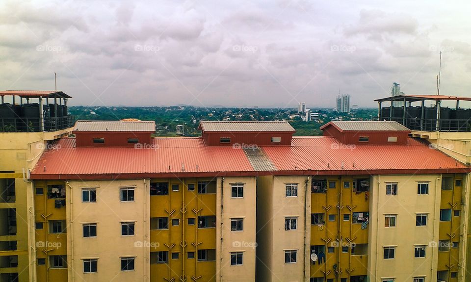 beautiful colourful apartment building in a city