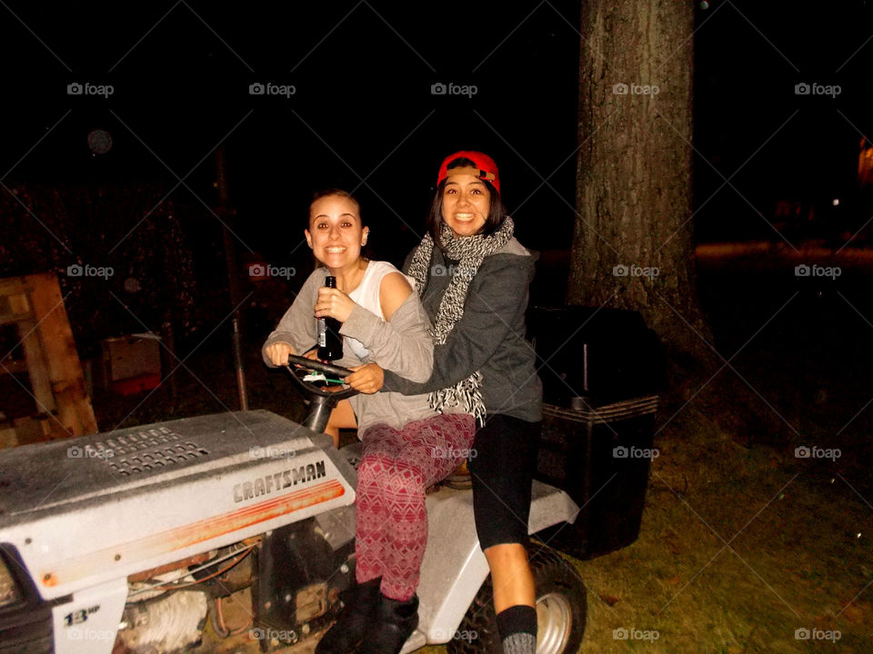 Basic girls in the fall, beer and tractors 
