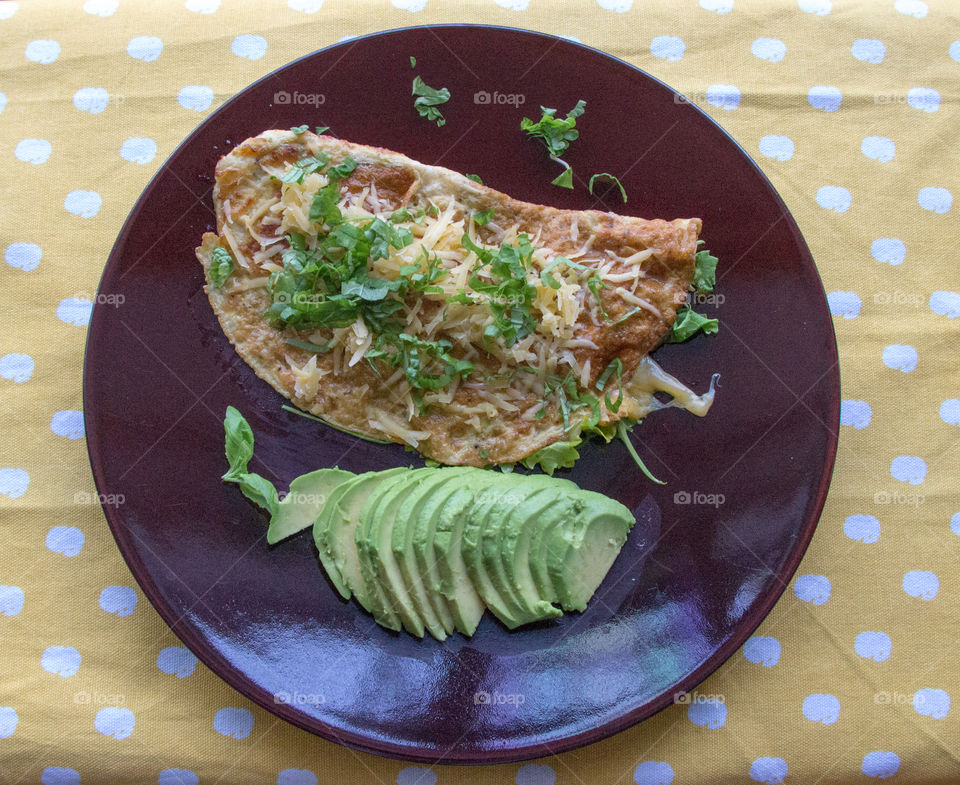 Omelette and avocado 