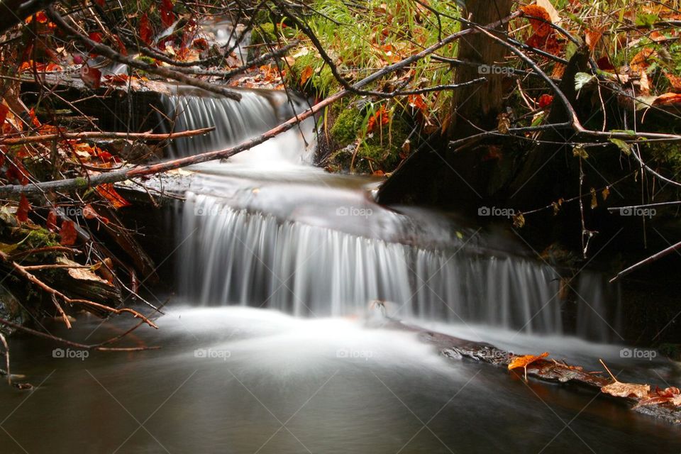 Stream waterfall in the fall