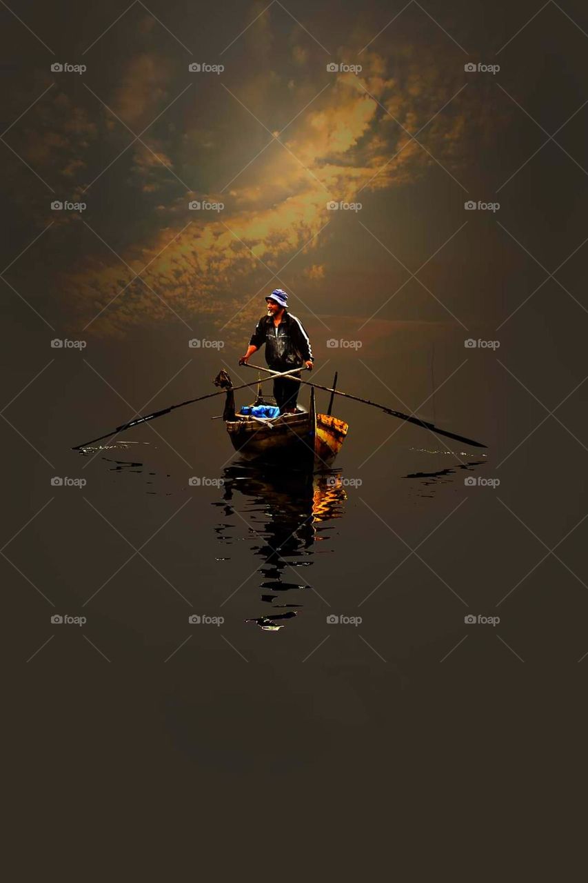 A picture of the fisherman with some effects