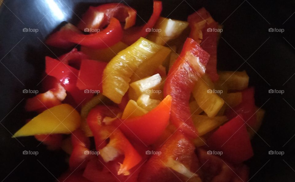 red and yellow peppers