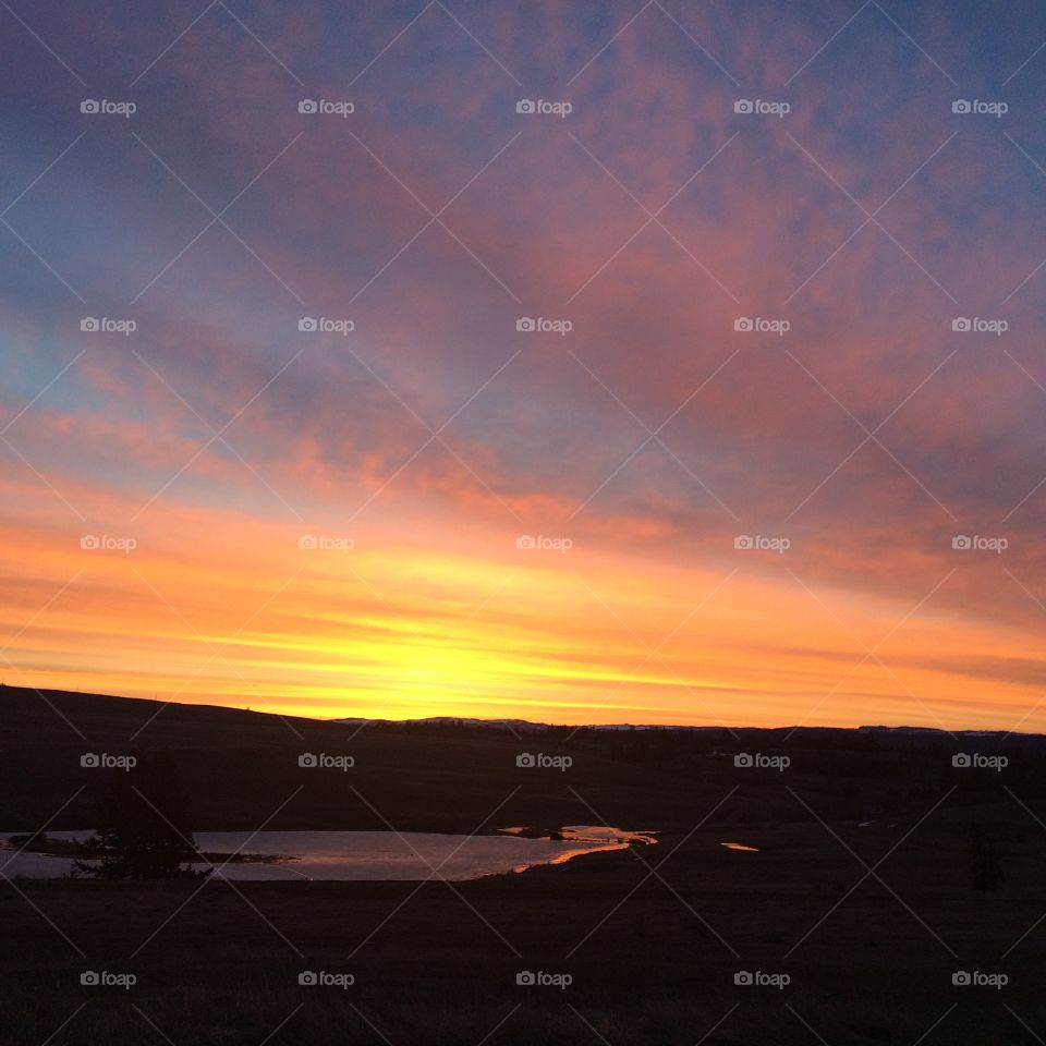 Beautiful scenic mountain sunrise 