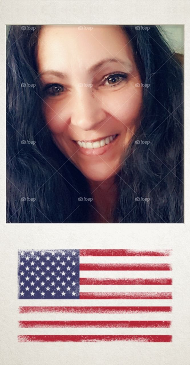 Woman and American flag