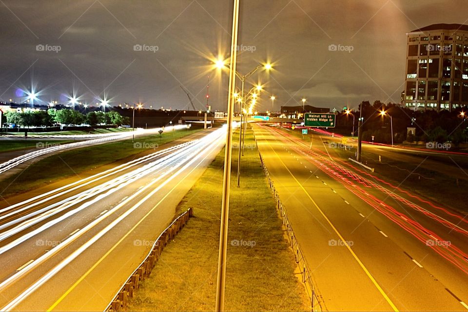 Long exposure photography with cars light trails 