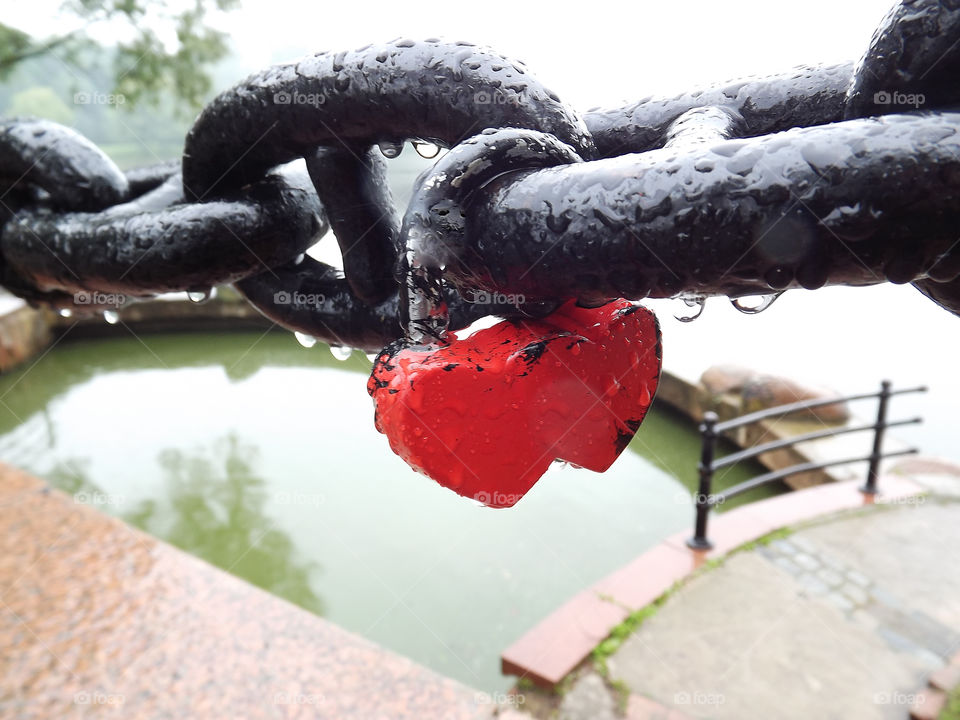 newlyweds padlock in the form of heart