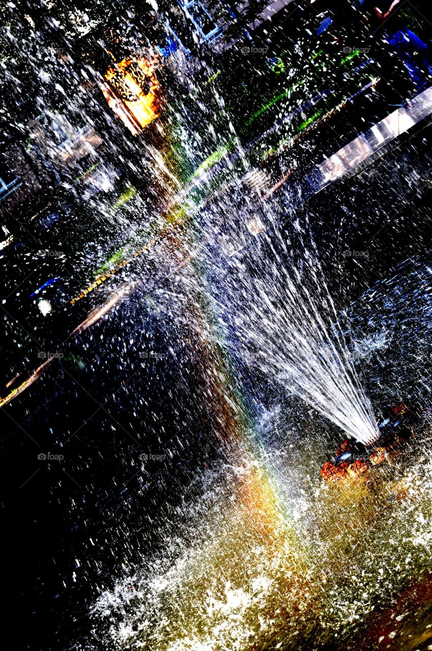 fountain with rainbow