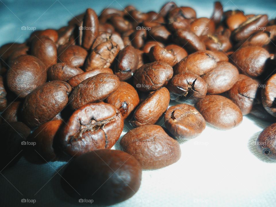 Coffee beans on white background