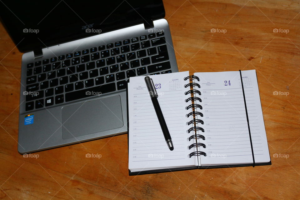 laptop and notepad