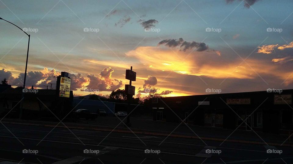 Glorious sunset street of Missoula Montana