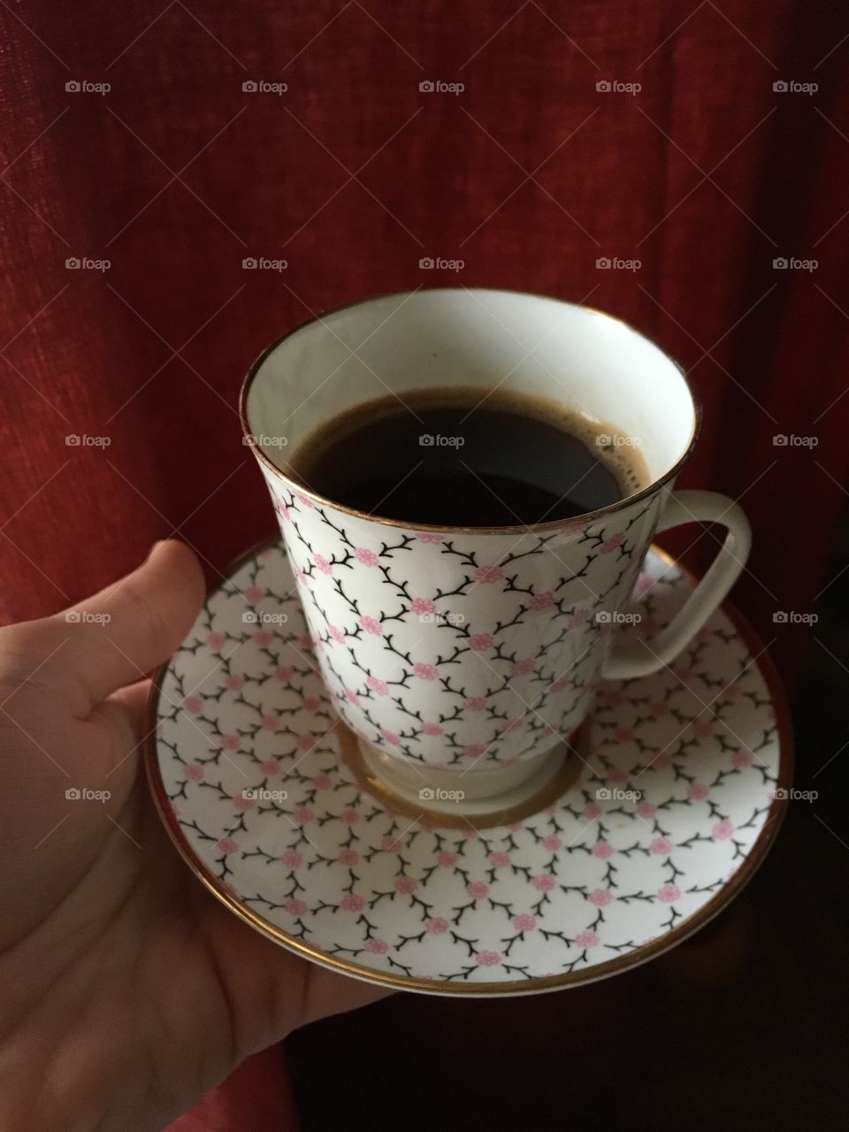 Coffee in porcelain cup