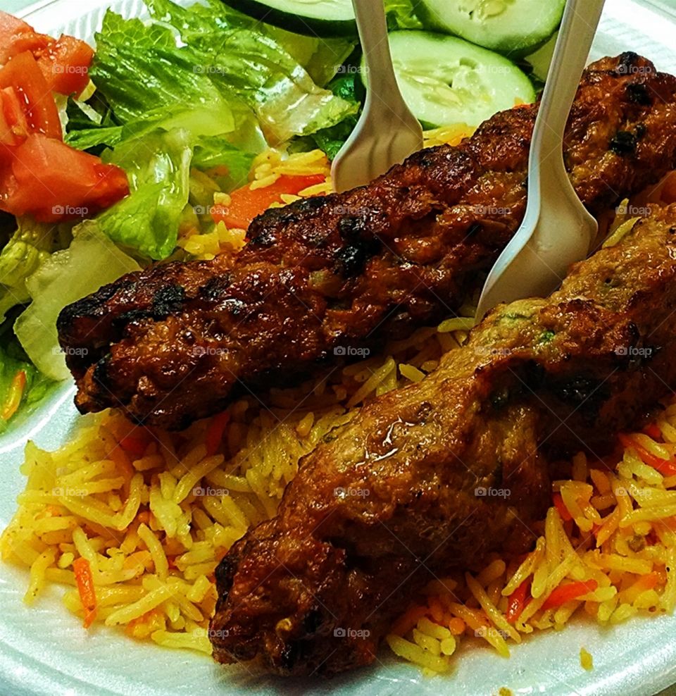 Seekh kebab and salad