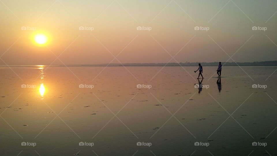 Evening walk along sea Beach in india