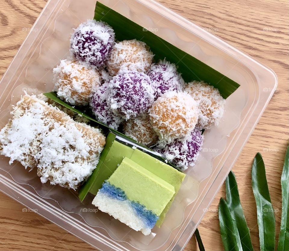 Fresh Nonya kueh with kueh salat kueh kosui and ondeh ondeh