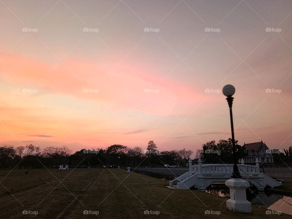Sunset at buddhamonthon thailand thai view : wat : thai : bangkok