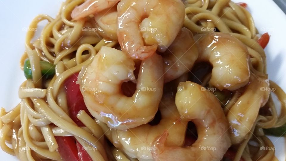 Shrimp Thai Noodles. This is the magnificent food served at the hospital my mom is at now.