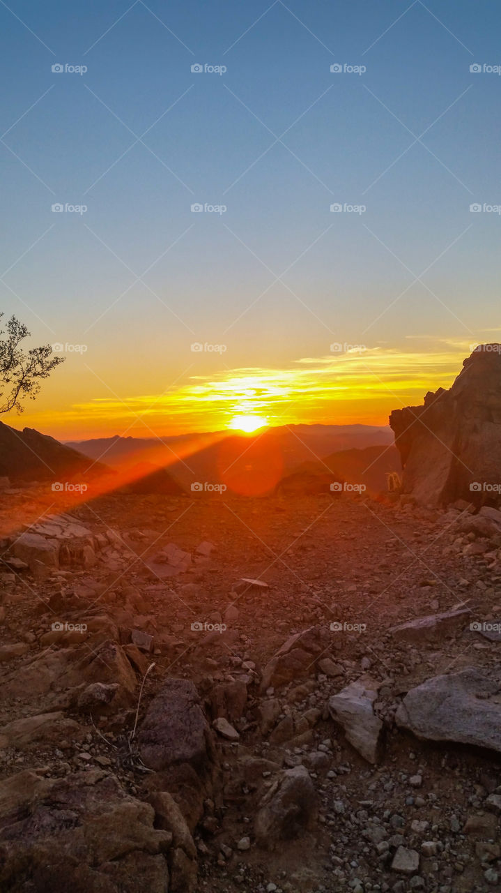 Sunset At Top of Sunrise Trail. hiked to the top of sunrise trail and made it in time for a spectacular sunset Scottsdale Arizona McDowell mountains