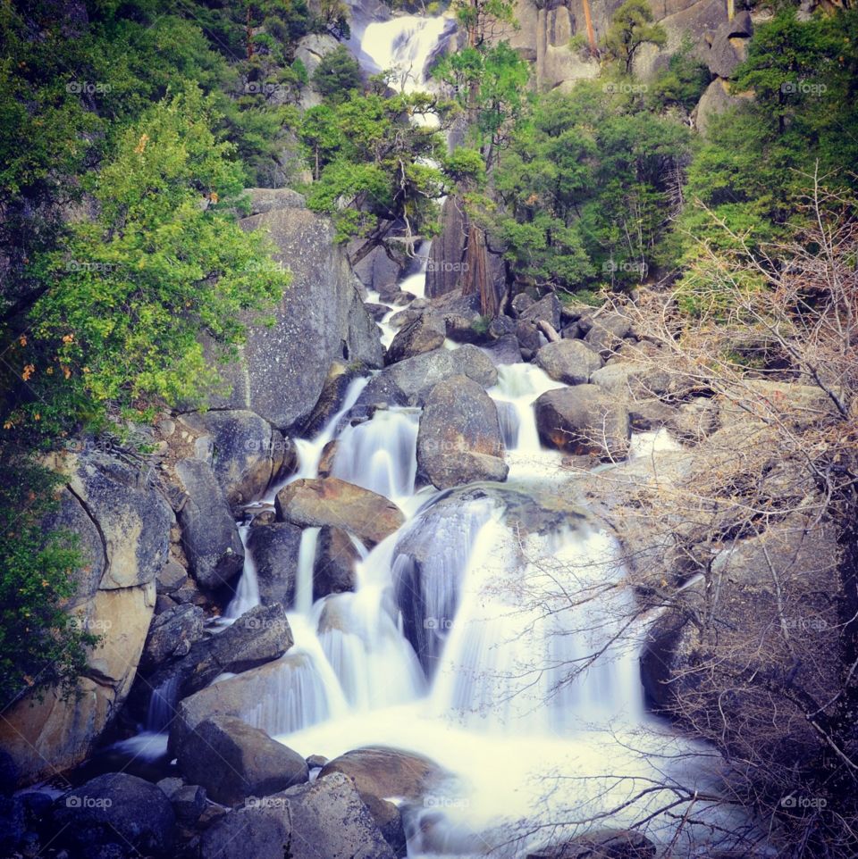 A waterfall in the Yosemite National Park, California 