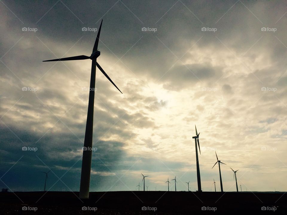 Windmills generating clean electric energy. 