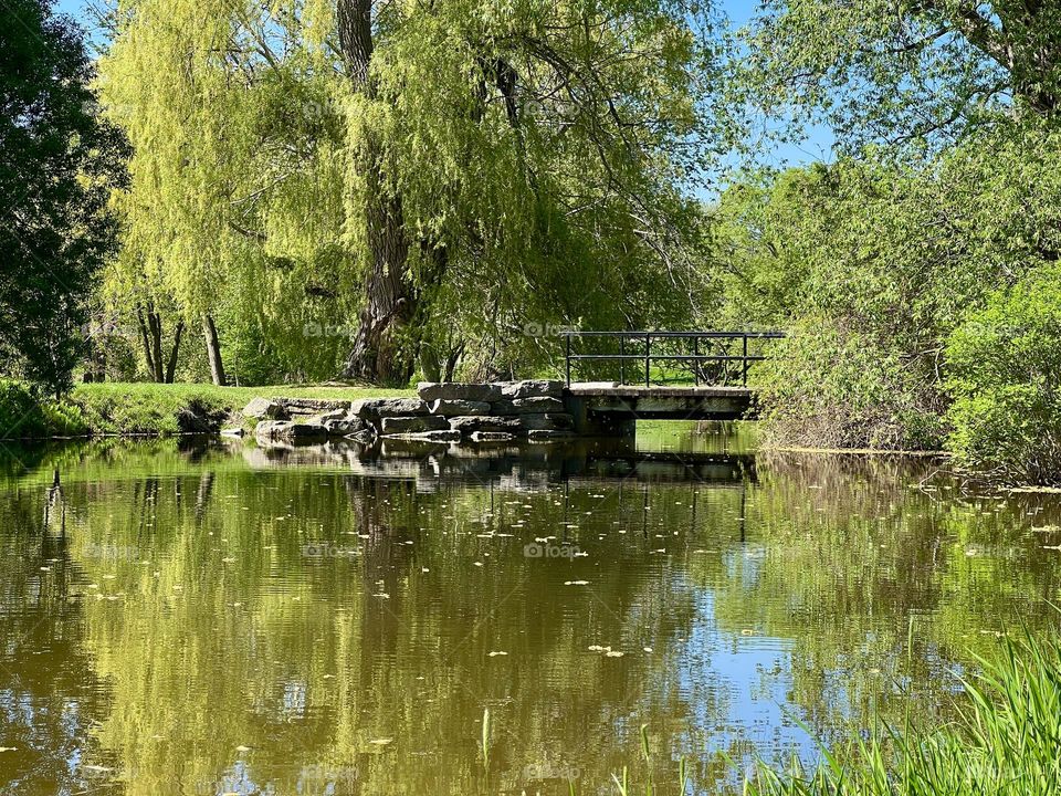 Small bridge over a pond 